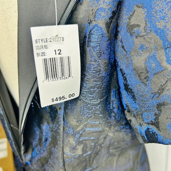 NWT Rickie Freeman for Teri Jon Blue Black Metallic Jacquard Bow Dress Sz 12 NEW - Picture 16 of 16